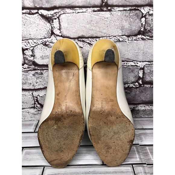 Salvatore Ferragamo Ivory Leather Snake Yellow Patent Dress Heels Women Sz 5B US - Picture 11 of 16